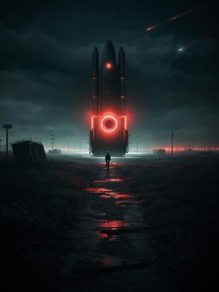 mastrpiece photography, of Sci- fi Horror Something wicked this way comes close-up the scariest ever ,planet with scariest reddish black spacecraft on the ground being discovered by astronauts, Cinematic, Chiaroscuro, depth of field, surreal, foreboding background, from the mind of Tim Burton HR Giger, UHD, Insane detail,trending on artstation, sharp focus, trending on artstation, abstract colors, professional ominous art, smooth, sharp focus, in the style of simon stalenhag, wayne barlowe and igor kieryluk. <lora:xl_more_art-full_v1:1>