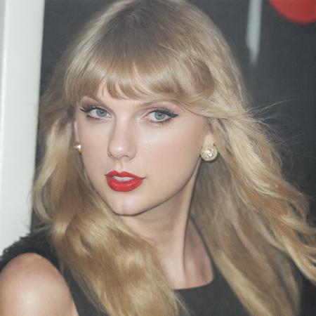 paparazzi photography  of of taylor swift, <lora:TaylorSwift_SDXL_FULLB16:0.93> eyeliner, eyeshadow, long eyelashes, mascara, red lips, long blonde hair with fringe,   shot on Diana F+ high key lighting, in a warehouse, upper body, Fog , Hands By the Mouth Tunic,