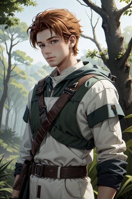 ((ultra detailed, masterpiece, best quality))
 <lora:StarCalKestis:0.8>
StarCalKestis, 1boy, solo, orange hair, In a serene, tranquil forest, wearing outdoor gear and enjoying a peaceful nature hike