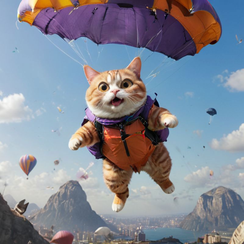 A Cat in a Parachute Jumps Over a Mountain Range
