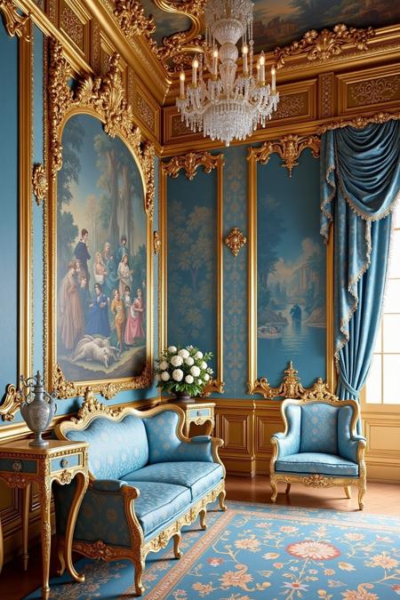 B_Blue And Gold Palace Decoration_Indoor Scene Generation v1.0