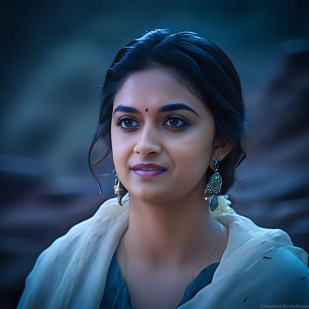 KeerthySuresh, photograph, wabi-sabi lava pit, shoulder-level shot of a Fascinating 1600'S Woman, Frost mage, Visual novel, Grindhouse, film grain, Nikon d850, F/14,  <lora:KeerthySureshSDXL:1>