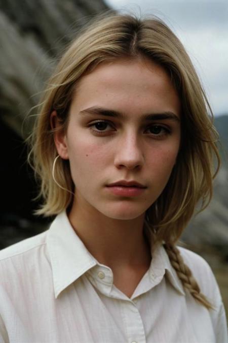 photograph of a woman, (troubled facial expression:1.1), textured skin, goosebumps, (blonde hair:1.2), (unbuttoned white shirt:1.2), distressed boyfriend jeans, long sleeves, (candlelight,chiaroscuro:1.1), cowboy shot, dark and mysterious cave with unique rock formations and hidden wonders, perfect eyes, Porta 160 color, shot on ARRI ALEXA 65, bokeh, sharp focus on subject, shot by Don McCullin