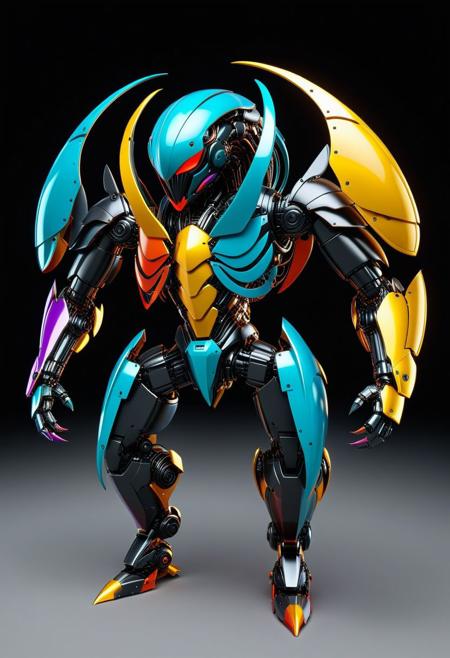 generate an full spheric scorpion robot shape multi colored and hickeither style,ais-rbts