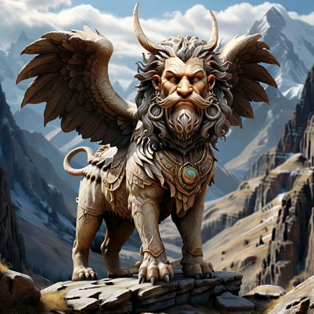 highly detailed portrait photo of a (lamassu):1.0,

 (((distant))), wings,

a picturesque mountain pass,

depth of field:1.2, blurry, blurry background,
realistic:1.3,

photorealistic,
fantasy, cinematic,
32k, best quality, 
god rays:1.2,
dappled sunlight:1.1,
shadow play:1.1,




