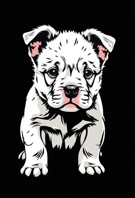 Puppy. Ready design for printing on a t-shirt. On a black background