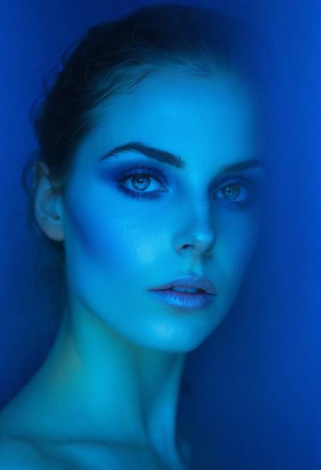 Fujifilm colors, cinematic color grading, Pinterest image, raw (Soft Lighting Photography by Mimoza Veliu and Mario Giacomelli:1.2),Close-up face, mysterious silhouette of an exotic girl in  blue cosmetic, goddess, Greg Rutkowski, amazing depth, double exposure, intricately detailed, bokeh, perfect balanced, deep fine borders, artistic photorealism , (intricate details),(minimalist abstraction:1.2), (subtle gradient backdrop:1.1), (tranquil yet evocative:1.2), (conceptual portraiture:1.3), (play on perception:1.2), Canon EOS 5D Mark III, 1/160s, f/8, ISO 100, (surreal calm:1.1), (visual metaphor:1.3), unfolds with haunting beauty, enveloped in a moody and melancholic atmosphere,A (silhouetted profile:1.2) (thoughts materializing:1.3), (minimalist abstraction:1.2), (subtle gradient backdrop:1.1), (tranquil yet evocative:1.2), (conceptual portraiture:1.3), (play on perception:1.2),