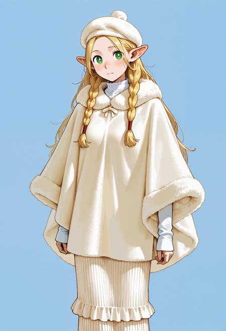 White Fur Cape & Mermaid Frilled Knit Skirt v1.0