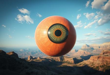 cinematic, 32k, hyper detailed, a giant eyeball in the day,