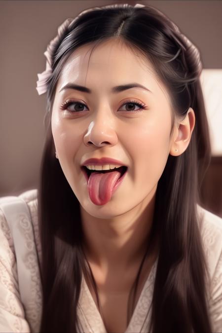 JJWalex.DT,PHOTOREALISTIC REALISTIC,{{masterpiece}},{best quality},{highres},PHOTOREALISTIC FEMALE REALISTIC,open mouth,grin,suckhertonguealexzuov5,looking at viewer,in bed room