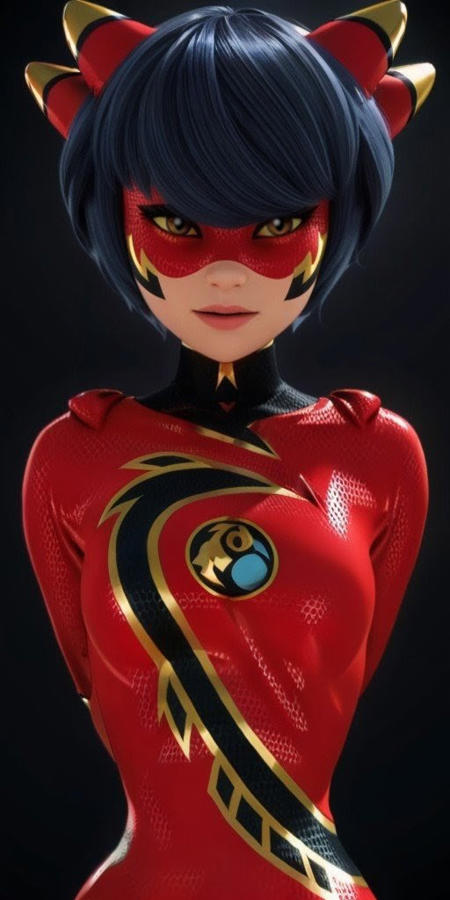 Kagami Tsurugi, Ladybug, Miraculous. Different models and attires. 🟤 Ryuko (SD1.5)