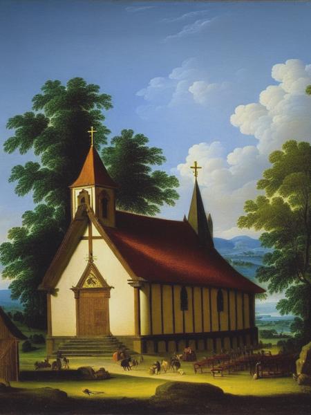 <lyco:SalomonvanRuysdael:1.0> church in 1600