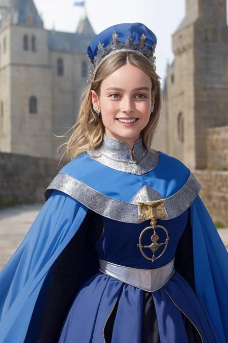 face closeup, (medieval era:1.25), princess dress, at castle, smile, soft colors, bokeh, masterpiece, high quality, (high detailed skin:1.1)
<lora:brie_larson_lora_v01:1> brie89