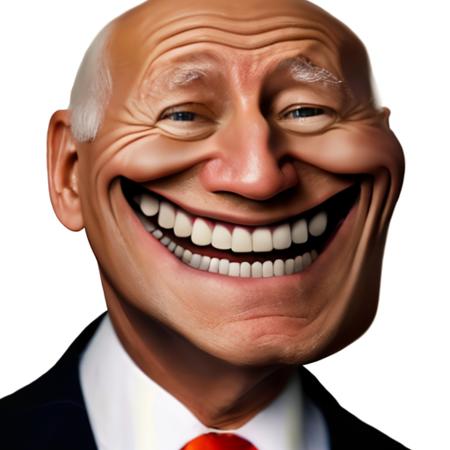 RAW photo,  joe biden, three-quarter, tr0ll face, wearing suit <lora:tr0ll-000040:1>, 8k uhd, dslr, soft lighting, high quality, film grain, Fujifilm XT3, simple background