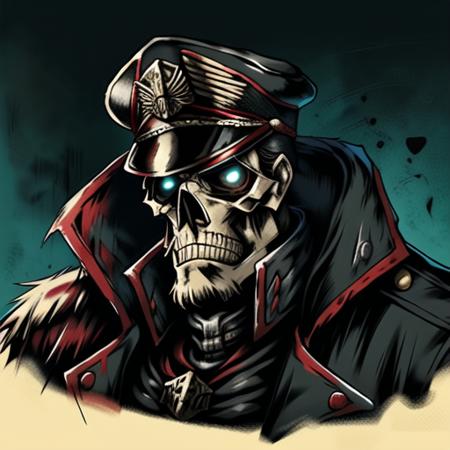 warhammer 40k commissar <lora:warhammer 40k commissar:1>, old grizzled man, skull face