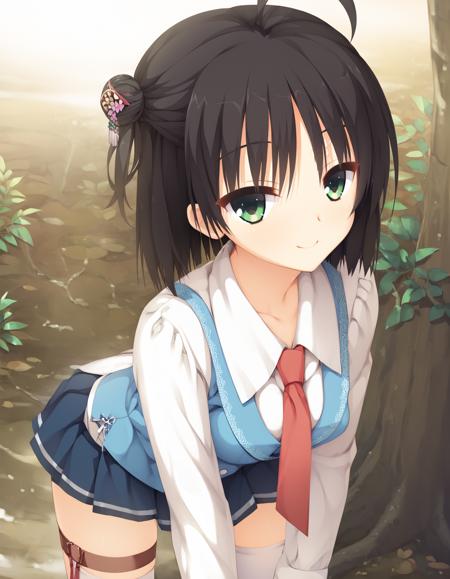 hitachi_mako,yuzu-soft,black_hair,medium_hair,green_eyes,ahoge,medium_breasts, hitachi_mako_school_uniform,school_uniform,sidelocks,short_hair_with_long_locks,hairband,tassel,white_sailor_collar,blue_jacket,cropped_jacket,detached_sleeves,red_bow,shirt,white_shirt,long_sleeves,skirt,blue_skirt,frilled_skirt,black_shorts,shorts_under_skirt,bike_shorts,white_socks,loose_socks,shoes,brown_footwear, hitachi_mako_ninja_clothing,ninja_clothing,sidelocks,short_hair_with_long_locks,forehead_protector,black_scarf,red_scarf,two-tone_scarf,japanese_clothes,ninja,sleeveless,red_bow,purple_sash,gloves,blue_gloves,elbow_gloves,fingerless_gloves,short_kimono,leg warmers,cross-laced_legwear,sandals,toeless_footwear, hitachi_mako_casual_1,casual_1,hair_bun,single_hair_bun,single_side_bun,tassel_hair_ornament,necktie,red_necktie,vest,blue_vest,shirt,white_shirt,collared_shirt,long_sleeves,blue_skirt,miniskirt,pleated_skirt,thighhighs,white_thighhighs,thigh_strap,zettai_ryouiki,shoes,pink_footwear, hitachi_mako_casual_2,casual_2,sidelocks,short_hair_with_long_locks,,x_hair_ornament,hairclip,green_shirt,halterneck,criss-cross_halter,japanese_clothes,white_kimono,short_kimono,sash,shorts,white_socks,ankle_socks,sneakers,