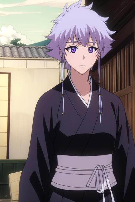 isanekotetsu, <lora:isanekotetsuv2-lora-nochekaiser:1>,
isane kotetsu, short hair, braid, purple hair, (purple eyes:1.1), hair braid,
BREAK long sleeves, japanese clothes, kimono, haori, black kimono, hakama, black hakama,
BREAK indoors,
BREAK looking at viewer, (cowboy shot:1.5),
BREAK <lyco:GoodHands-beta2:1>, (masterpiece:1.2), best quality, high resolution, unity 8k wallpaper, (illustration:0.8), (beautiful detailed eyes:1.6), extremely detailed face, perfect lighting, extremely detailed CG, (perfect hands, perfect anatomy),