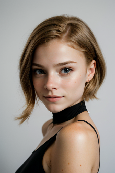 JuliaAdamenko, razored combover bob haircut, young woman, white bodycon dress, spaghetti straps, looking at viewer, Hasselblad H6D, 80mm portrait, natural lighting, oiled skin, perfect eye blush, slightly open mouth, long eye lashes, <lora:epiCRealismHelper:0.2>, <lora:hairdetailer:0.3>, ((basic black backdrop:1.3)), detailed skin texture, (blush:0.5), (goosebumps:0.5), subsurface scattering, RAW candid cinema, 16mm, color graded portra 400 film, remarkable color, ultra realistic, textured skin, remarkable detailed pupils, realistic dull skin noise, visible skin detail, skin fuzz, dry skin, shot with cinematic camera