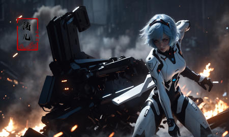 Epic CG masterpiece, AYANAMI REI,hdr,dtm, full ha, like a god The dancing long knife charging forward battlefield, the burst meteor, the fierce battle of fighting with his life, 8K, ultra detailed graphic tension, dynamic poses, stunning colors, 3D rendering, surrealism, cinematic lighting effects, realism, 00 renderer, super realistic, full - body photos, super vista, super wide Angle, HD,
(Short light blue hair:1.2)(red eyes:1.3)solo,
<lora:~Q?-~lN= AYANAMI REI:0.9>