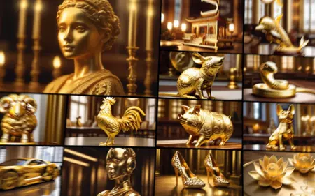 XL Realistic gold carving art style