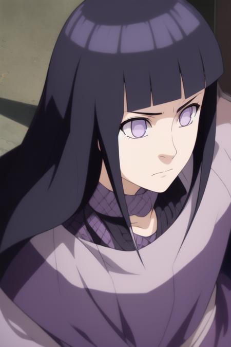 hyuuga hinata, long hair, bangs, black hair, white eyes, purple eyes, no pupils,