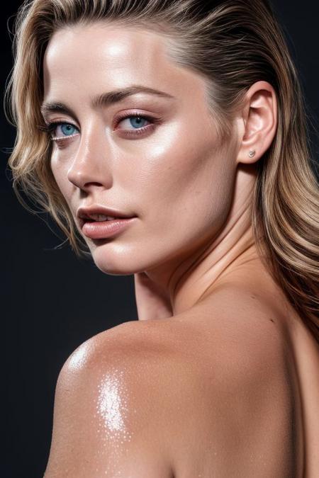 (CR-AmberHeard-aicelebart:0.85), full color portrait of woman, (oiled shiny skin:1.0), face close up, (clean slick hair:1.2), nude, naked,
masterpiece, best quality, sharp focus, highres 8k uhd, ultra-detailed, rim light, deep grey background,
