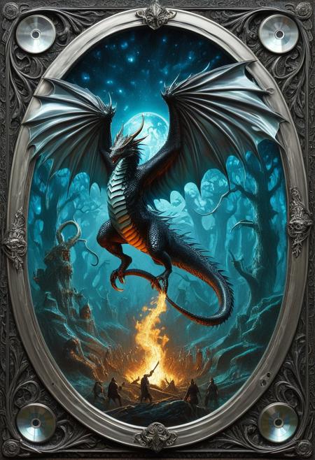 made of cd's,  a dragon rider punching a wall/tree or mirror, comic art, science fiction, detailed, dynamic composition, epic storytelling, action-packed, painterly approach, , Drawing inspiration from the realms of dark fantasy and supernatural intrigue, the scene evokes the storytelling prowess of renowned creators such as Guillermo del Toro, H.P. Lovecraft, and Brom. By tapping into the macabre aesthetics, intricate narratives, and visual richness found in their works, the image immerses viewers in a world of dread and mystique, where ancient evils and forbidden rituals converge to create a tapestry of fear and fascination. Infusing the scene with the essence of gothic horror, cosmic dread, and eerie beauty, the artwork channels the spirits of these masters to craft a tableau that lingers in the mind long after the last incantation fades.