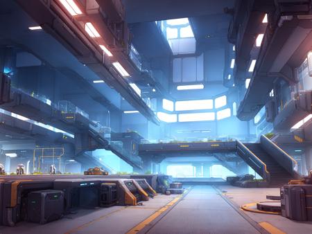 Research base, science fiction theme, mechanical design, scenery, science fiction<lora:Science fiction theme:1>,