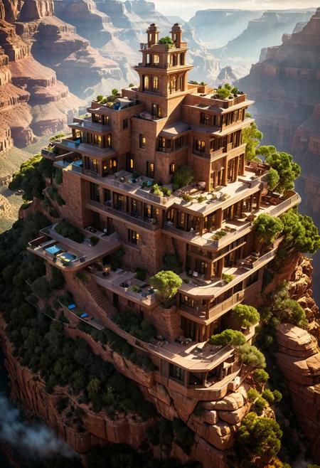 (The colonial city of the future, in the mist-filled Grand Canyon, on an unknown Earth-like planet, 2 moon on sky, Spaceship flight connects colonies:1.3), (Richard Meier:1.2), (Mario Botta:1.3), (avant-garde, future, reality, science fiction, photorealistic), (modern architecture:1.2), 
(Large Files, Ultra Realistic, 8K, 16k, FHD, HD, VFX, Perfect, Photography, composition, Architecture Sales Photography, Architecture Competition, Ultra High Resolution, Cinematography, High Resolution Image:1.1), (dramatic lighting, direct sunlight, ray tracing, clear shadow:1.2),  (real landscape:1.1), (blurred background:1.0), (urban background, more_details) ,
great lighting, clear, hillscastel, treehouse