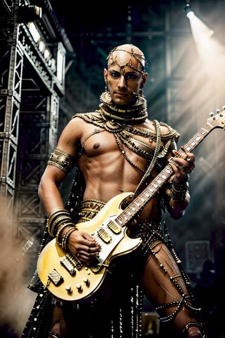 Xerxes768, a rockstar on stage playing electric guitar, photography, trending on artstation, sharp focus, studio photo, intricate details, highly detailed, by greg rutkowski   <lora:Xerxes768:0.7>