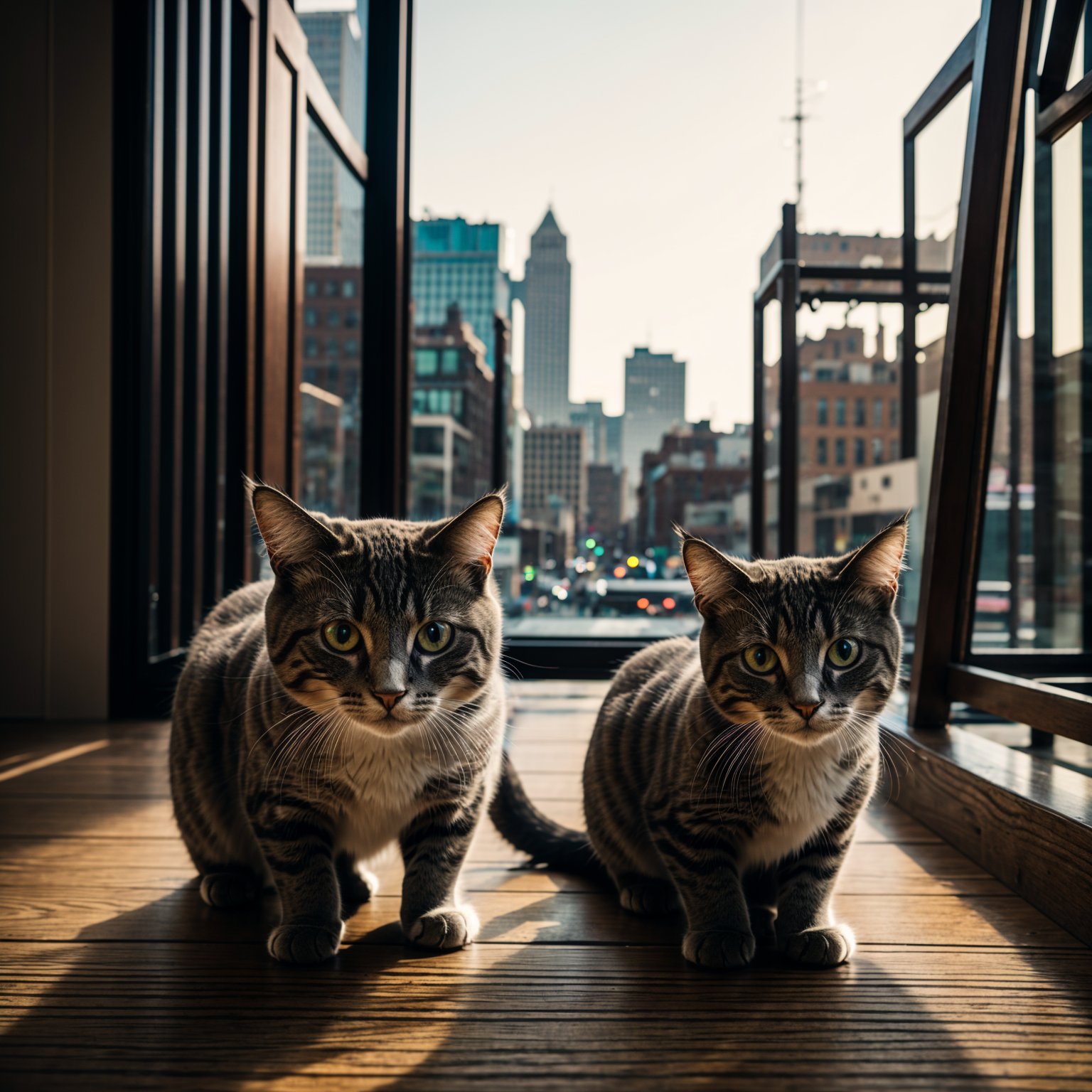 RAW studio photo (a city filled with cats), intricate details, dark shot, soothing tones, muted colors, (technicolor:0.3), (muddy:0.3), (natural light:0.8), dark theme, (shadows:0.8), film grain