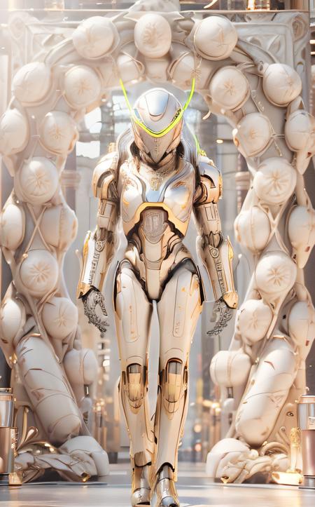 cinematic film still ((bright neon colors)), (top-quality, 8K, masterpiece:1.3) A photo of a sleek, humanoid robot, playing a musical instrument, wearing a stylish jacket, on a modern stage taken with a prime lens highly detailed, detailed skin, dramatic spotlighting <lora:IvoryGoldAIv2:1> ivory gold <lora:Niji:1> mecha . shallow depth of field, vignette, highly detailed, high budget, bokeh, cinemascope, moody, epic, gorgeous, film grain, grainy