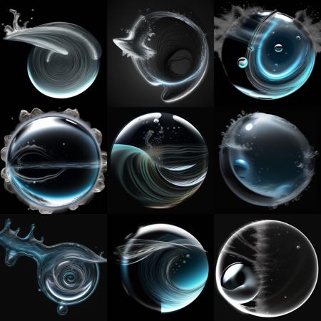 iceball ,Rolling water with a black background