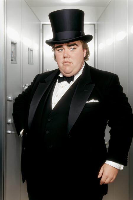 portrait, epic portrait, John Candy, Simple background, Suit, bank vault, top hat,  <lyco:JohnCandy-V1-000020:1.0>