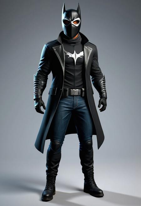 masked vigilante, 3d character, full-body digital illustration, high quality, detailed texture, high-res, trending on artstation