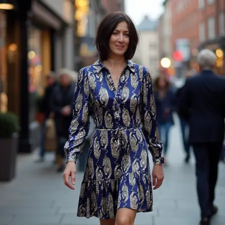 Olivier Bornas Blue Tiger Print Satin Mini Dress