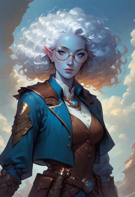 (((detailed, beautiful, high quality))), (((score_9, score_8_up, score_7_up, score_6_up))), (highres image, ultrares, absurdres, ultra detailed), (masterpiece:1.8), face focus, detailed faces, BREAK,
1girl, dynamic character design, female focus, face focus, portrait, perfect face, perfect eyes, attractive, beautiful, nerdy, (((cloud hair))), (((AirGenasi, pointed ears, wind, cloud hair, tattoos, blue skin))), (((artificer!))), ((roundglassesb, round glasses, round eyewear)), ((freckles)), cute, beautiful, (((blue skin)))
looking at the viewer, posing, blurred background, blurred fantasy background, perfect body, hourglass figure, large breasts, wide hips, tiny waist, full lips
BREAK
Dark-Blue Coat with Bronze Trim, Belt, Boots, Scribe, Scholar, Academic, Nerd, (((artificer))), (clockwork pistol), ((archaeologist))
BREAK
Detailed Background, Fantasy Tavern, Dramatic Lights, Concept Art, Expressiveh, (AirGenasi, pointed ears, wind), concept art, realistic, 4kFacePonyXL, concept art, realistic,
