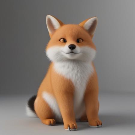 the cutest chubby fox, brightly lit, fur 3d render, pixar, raytrace render, evee, cycles, white background