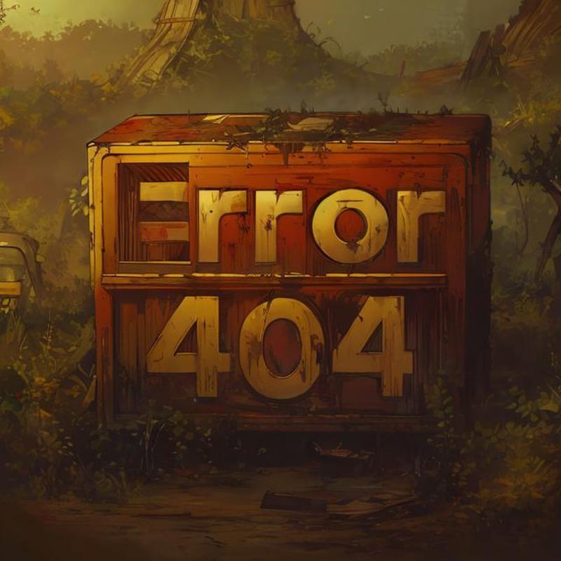 An error 404 sign in a jungle setting.