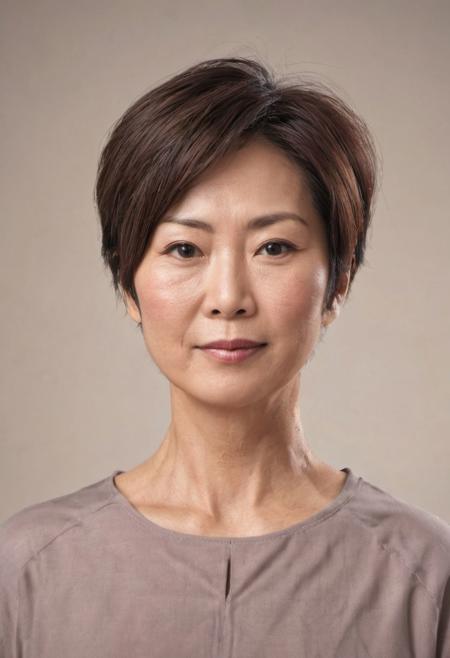 42 year-old japanese woman,short hair,sanatwicelora, solo, upper body, best quality, masterpiece, ultra high res, (photorealistic:1.4) <lora:sanatwicelora:0.9>