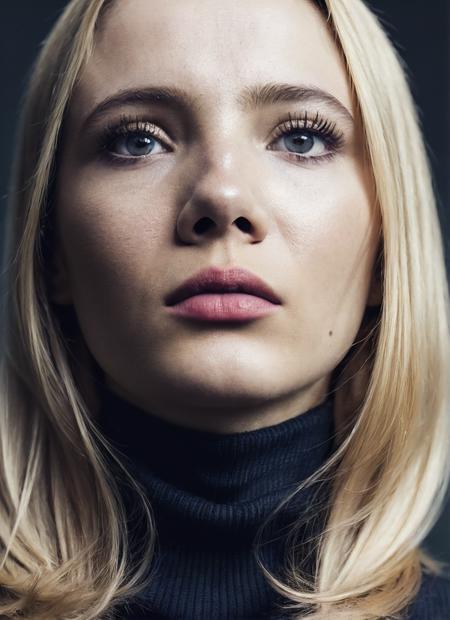 A stunning intricate full color portrait of (sks woman:1), wearing a black turtleneck, epic character composition, by ilya kuvshinov, alessio albi, nina masic, sharp focus, natural lighting, subsurface scattering, f2, 35mm, film grain, <lora:locon_freyaallan_v1_from_v1_64_32:1.25>