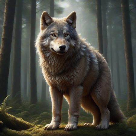 DFC, wolf on forest , best quality