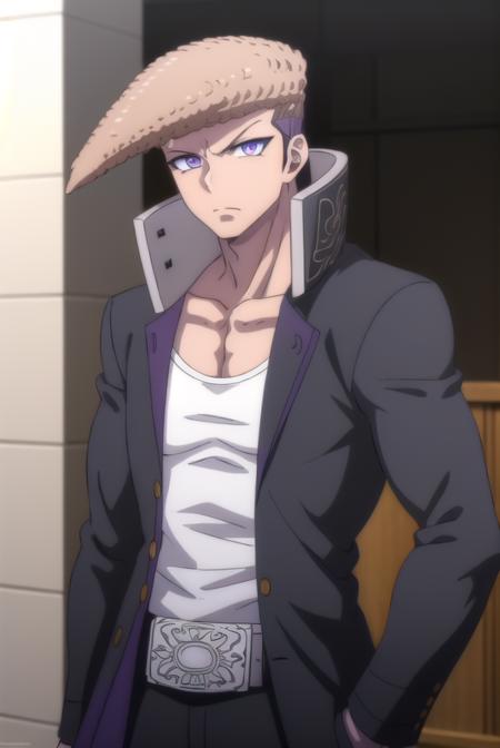 mondooowada, <lora:mondo oowada s1-lora-nochekaiser:1>,
mondo oowada, short hair, bangs, brown hair, (purple eyes:1.1), male focus, pompadour,
BREAK shirt, collarbone, jacket, white shirt, open clothes, open jacket, black jacket, pectorals,
BREAK outdoors, classroom,
BREAK looking at viewer, (cowboy shot:1.5),
BREAK <lyco:GoodHands-beta2:1>, (masterpiece:1.2), best quality, high resolution, unity 8k wallpaper, (illustration:0.8), (beautiful detailed eyes:1.6), extremely detailed face, perfect lighting, extremely detailed CG, (perfect hands, perfect anatomy),