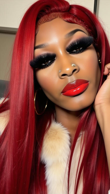 African American Woman with Red Hair V1