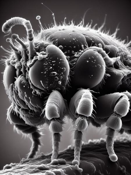 <lora:ElectronStyleXL:1.6>  El3ctr0nStyle, o microscope photography of a mite under electron microscope