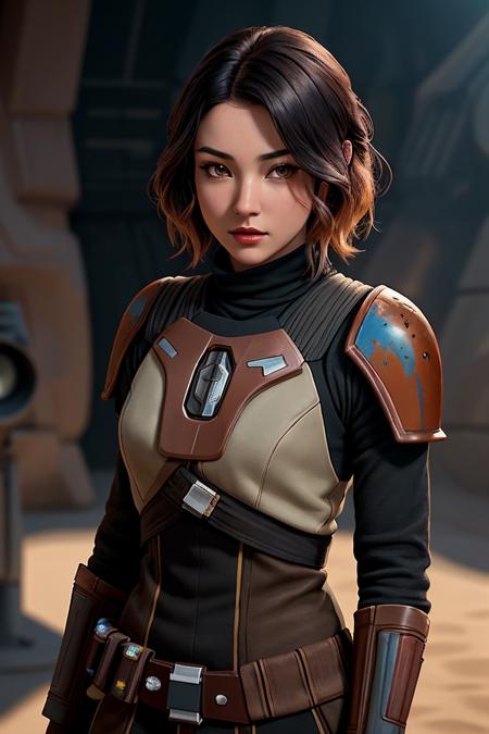 (Star wars movie poster) of beautiful (nlb0rdizz0:0.99), a woman with beautiful short multicolor dyed hair, multicolor short hair, (tatooine), natural skin texture, (mandalorian cosplay outfit), 24mm, 4k textures, soft cinematic light, adobe lightroom, photolab, hdr, intricate, elegant, highly detailed, sharp focus, ((((cinematic look)))), soothing tones, insane details, intricate details, hyperdetailed, low contrast, soft cinematic light, exposure blend, hdr, faded, (paparazzi in background), (painted lips:1.1), ((looking straight at the camera:1.1)), ((infographics:1.1)), ((credits:1.1))