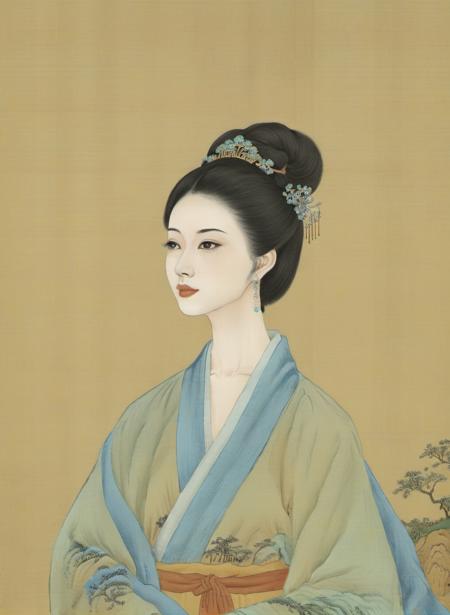 <lora:qili-sdxl_v1-000010:0.8>,solo,SongQiLi,chinese style,1girl  in the tang and song dynasties,charm,black hair,hair ornament,woman in chinese painting,softly luminous,depictions ofaristocracy,Meticulous painting,ladies-illustration  <lora:ladies-illustration_xl_v5-000008:0.6>