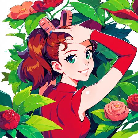 arrietty,karigurashi no arrietty,minigirl,red hair,blue eyes, red dress,clothes pin,