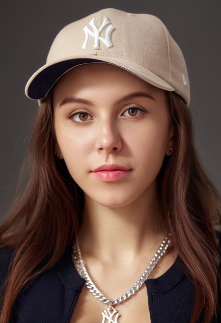 <lora:AlisaI_SDXL_v1.1:1> 
(masterpiece, best quality, high quality, highres, ultra-detailed), (fine skin emphasis and detailed eyes)
RAW, sharp face focus, detailed face  photo ((ohwx woman)) wearing a (Yankees:1.1) SnapBack Hat, long sleeves sweater, deep smoky waves air dried, statement pendant let inherent beauty shine, lit with soft lighting against a bokeh background, simple backdrop, portrait style, pores, beautiful skin complexion.  (shot on a medium format Fujifilm Velvia 100, 85mm lens with incredible saturation and vibrant colors:1.1)