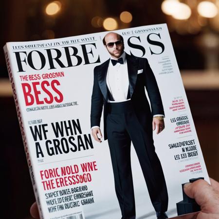 cinematic film still of  <lora:Les Grossman:1.2>
 a magazine cover of forbess with Les Grossman a man in a tuxedo on, shallow depth of field, vignette, highly detailed, high budget, bokeh, cinemascope, moody, epic, gorgeous, film grain, grainy